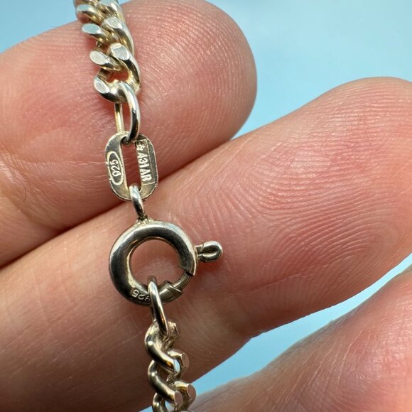 VTG Sterling Silver 925 Curb Link Chain Bracelet Spring Ring Clasp 7.75'' Length - Picture 6 of 8